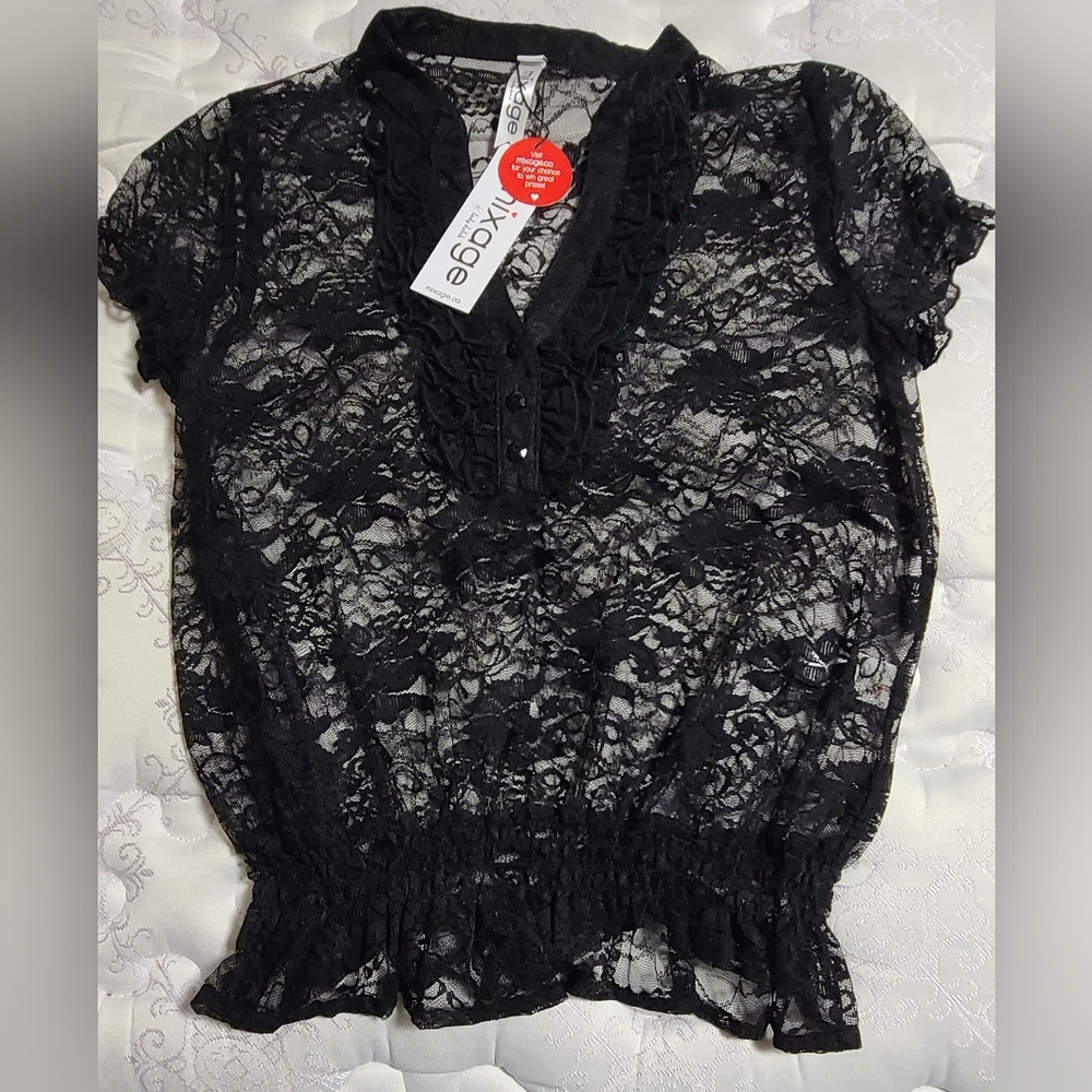 Xhilaration Black Lace Women's Top